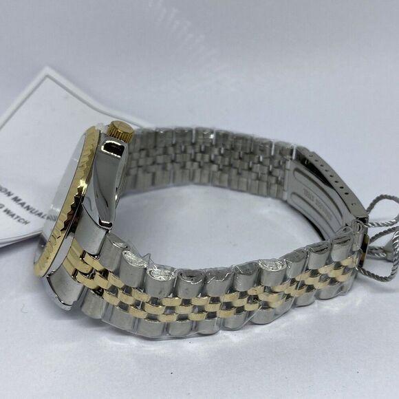 August Steiner AS8201 Men Two-Tone Stainless Steel Analog Black Dial Watch BL681 - Picture 9 of 12